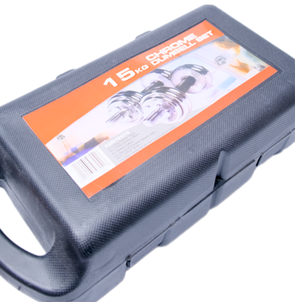 Набор гантелей хромированных AMETIST в чемодане 15 кг